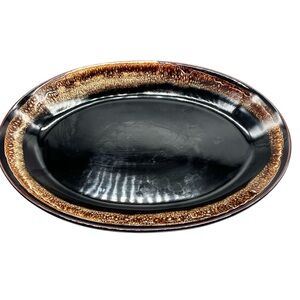 Pfaltzgraff 14" "Gourmet Brown" Oval Serving Platter Drip Pattern
